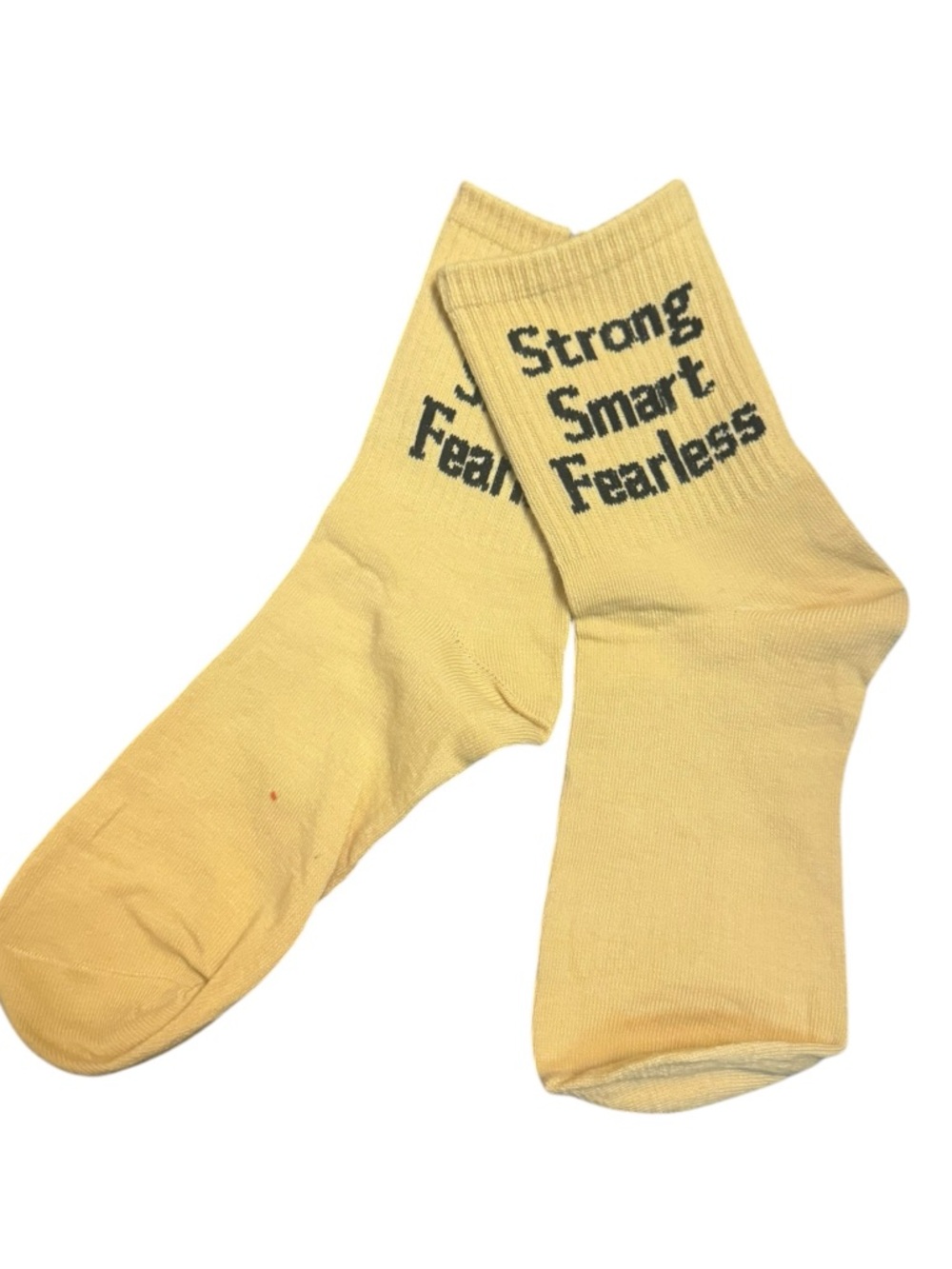 STRONG, SMART, FEARLESS Crew Socks Women’s OS Gift NWOT Gold Black NWOT Cancer